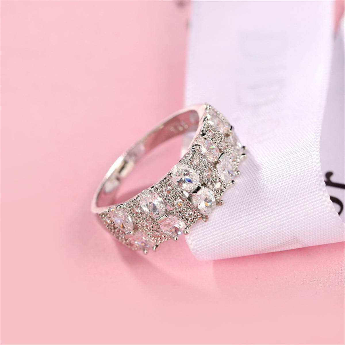 Crystal & Silvertone Invisible Ring