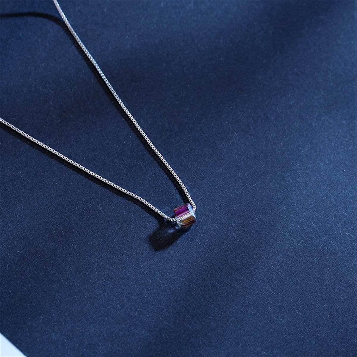 Crystal & Silvertone Pendant Necklace