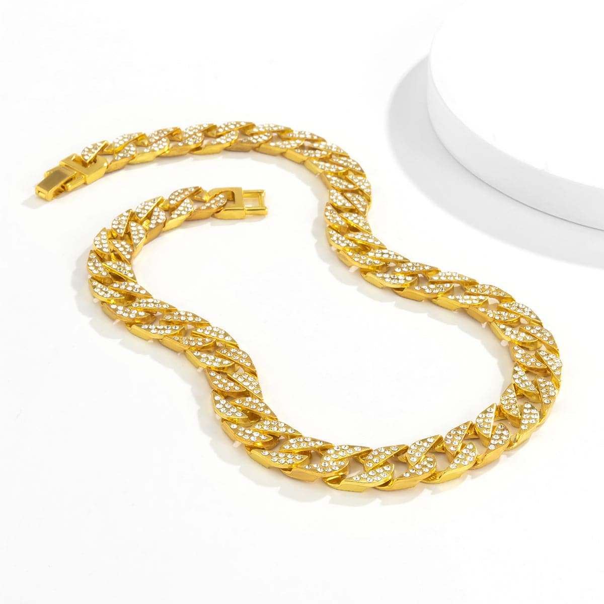 Cubic Zirconia & Goldtone Curb Chain Necklace