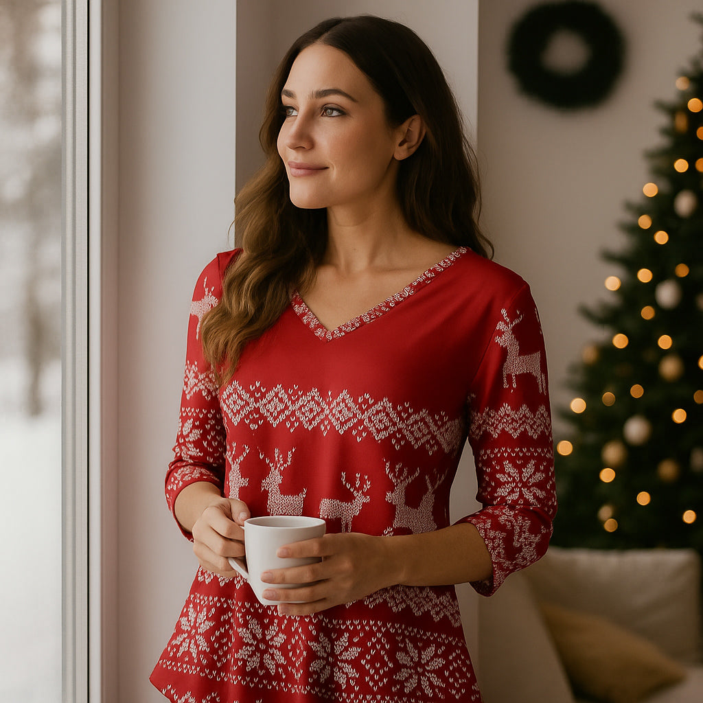 Flashsale|A/Cozy Tunics: Holiday-Ready 3/4 Sleeve Tops