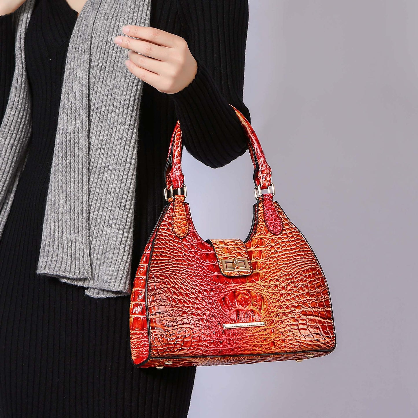 MKF Collection by Mia K. - Ava Gradient Croc Tote Bag