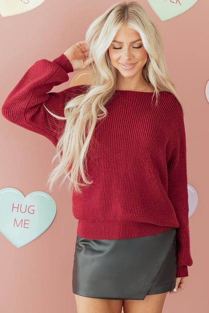 Threaded Pear Rosalina Backless Drop Shoulder Sweater