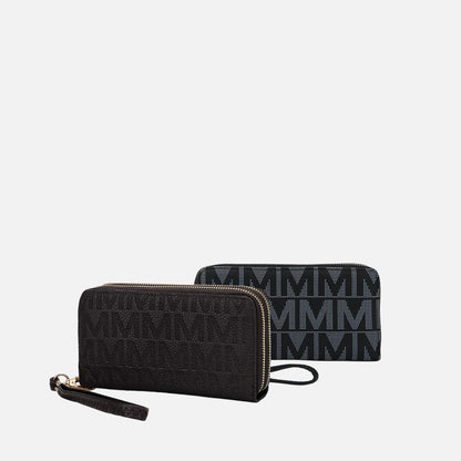 Kathe Embossed M Signature Wallet Wristlet