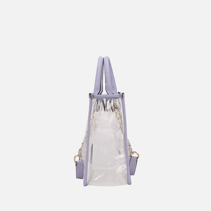 MKF Collection by Mia K. - Diva PVC Tote Bag with Tweed Bucket Bag