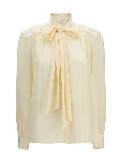 Blouse With Embroidered Shoulders, Pristine White