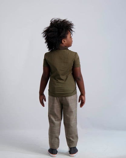 Camel Windowpane Dress Pants