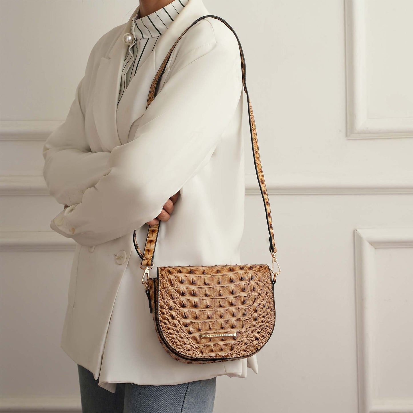 MKF Collection by Mia K. - Amalia Solid Croc Crossbody Bag