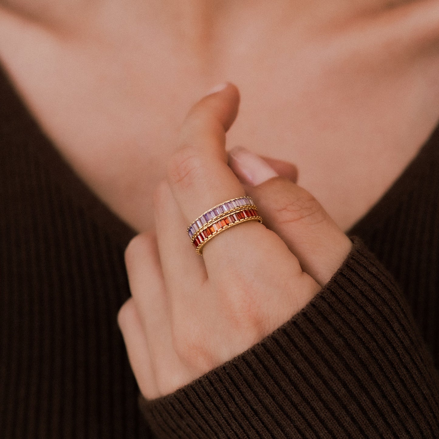 Mint & Lily Baguette Birthstone Eternity Band