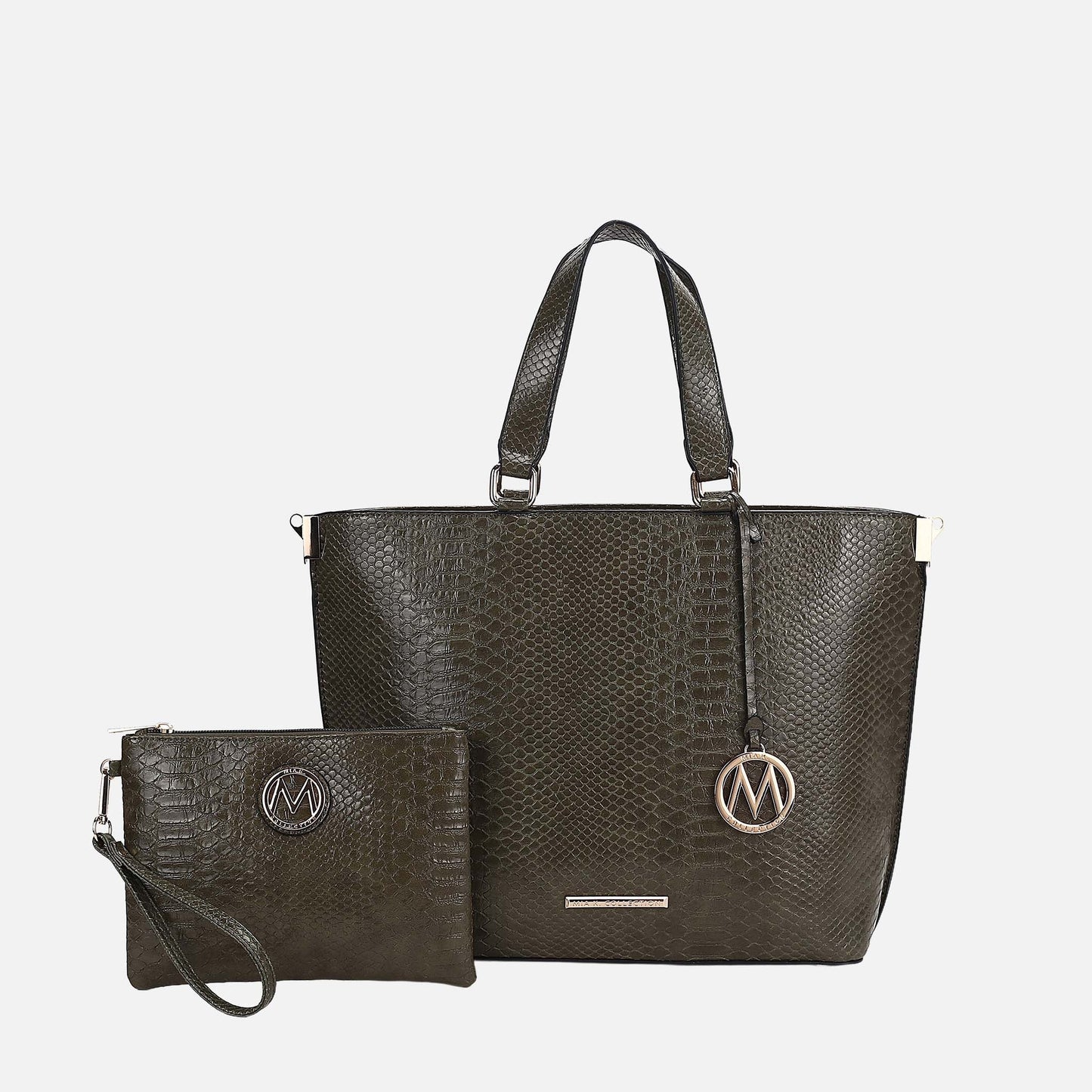 MKF Collection by Mia K. - Beryl Embossed Tote Bag and Wristlet Set