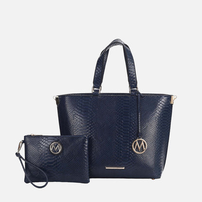 MKF Collection by Mia K. - Beryl Embossed Tote Bag and Wristlet Set