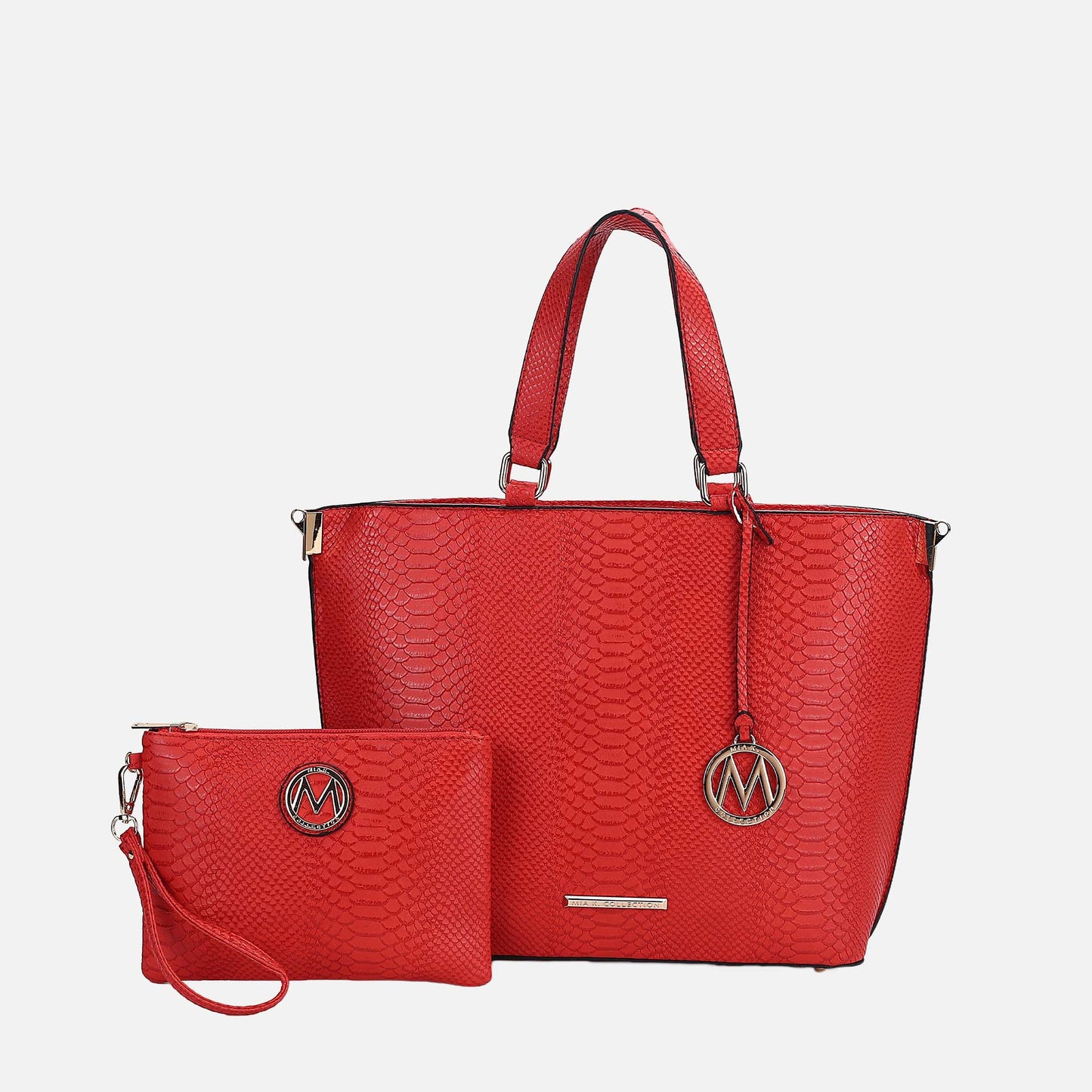 MKF Collection by Mia K. - Beryl Embossed Tote Bag and Wristlet Set