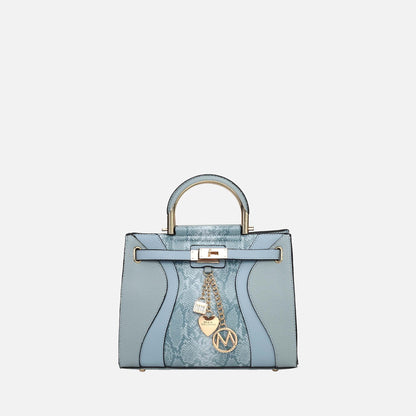 Cassia Snake embossed Satchel Bag
