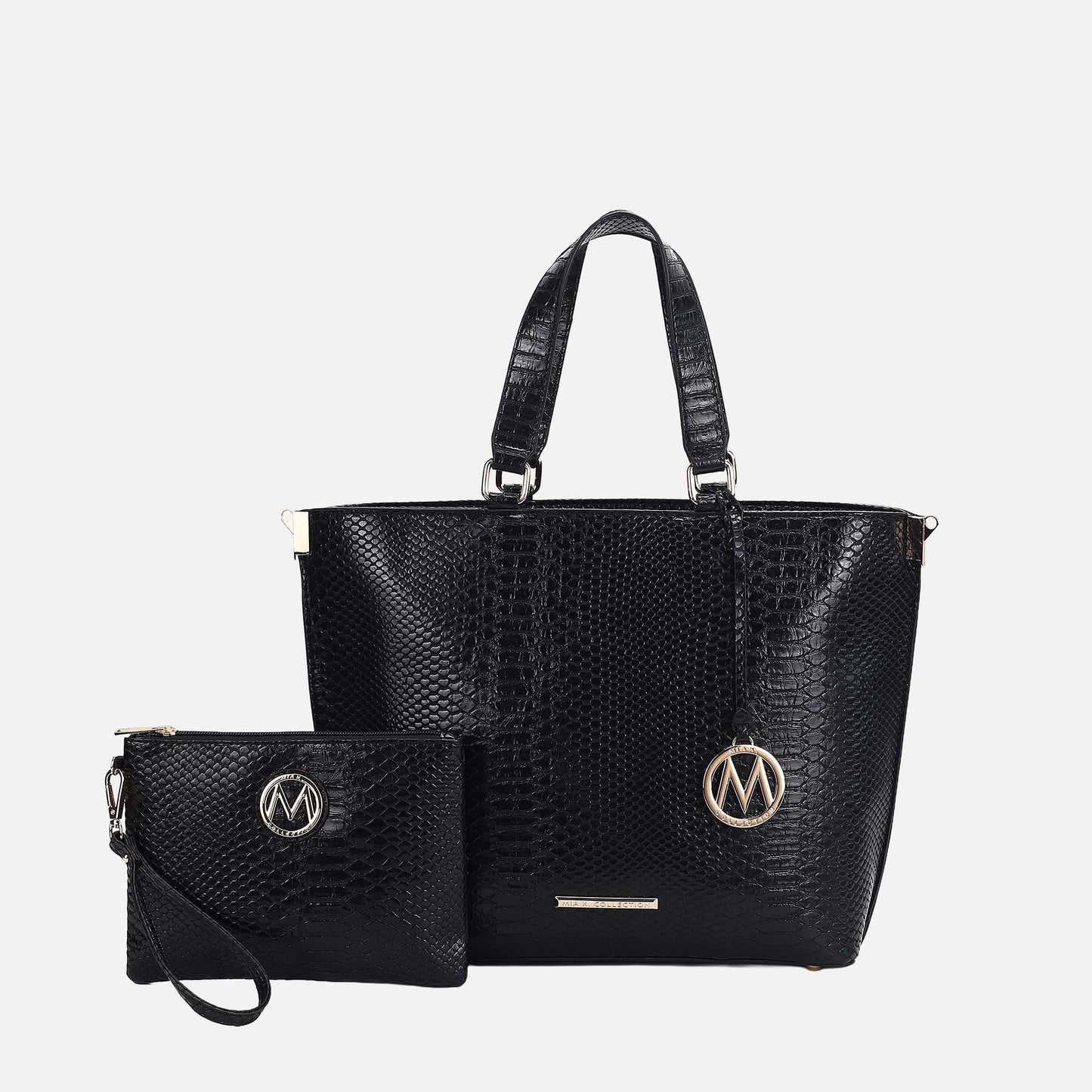 Beryl Embossed Tote Bag and Wristlet Set
