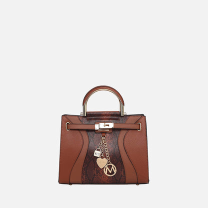 Cassia Snake embossed Satchel Bag