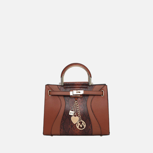 Cassia Snake embossed Satchel Bag