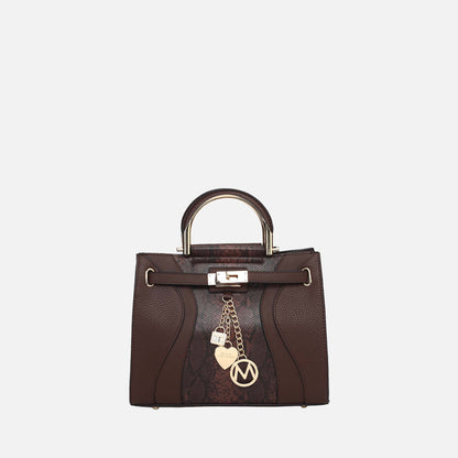 Cassia Snake embossed Satchel Bag