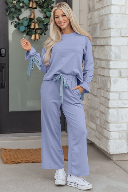 Threaded Pear Rory Beau Flounce Long Sleeve Lounge Set