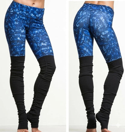 Alo Yoga Goddess Ribbed Kaleidoscope High Waist Women's Leggings — Blue/Black
