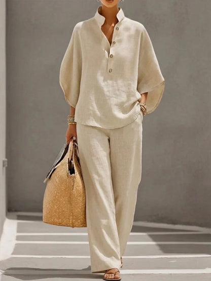 Women’s Casual Shirt and Full-Length Pants Set