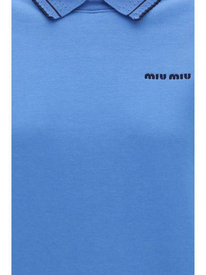 Crewneck Sweatshirt With Collar Light Blue