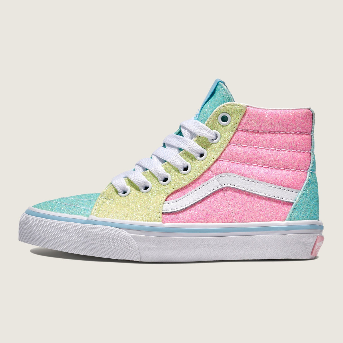 Vans Preschool Sk8-Hi Glitter Pastel Pink Yellow Blue