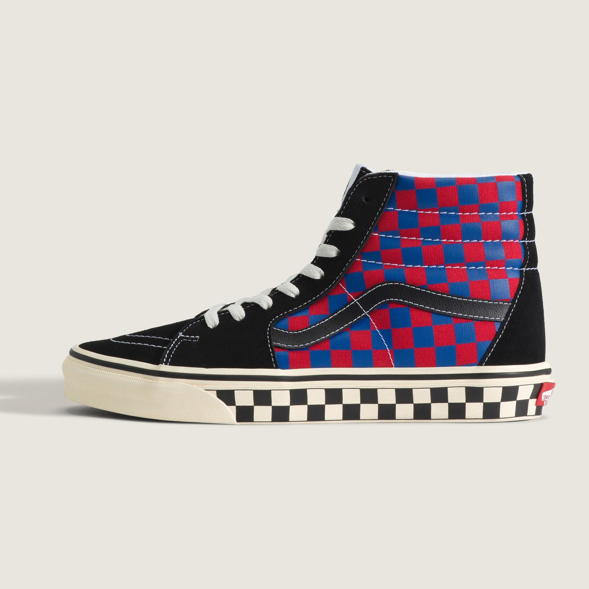 Vans Men's Sk8-Hi Checkerboard Sidewall Red Blue