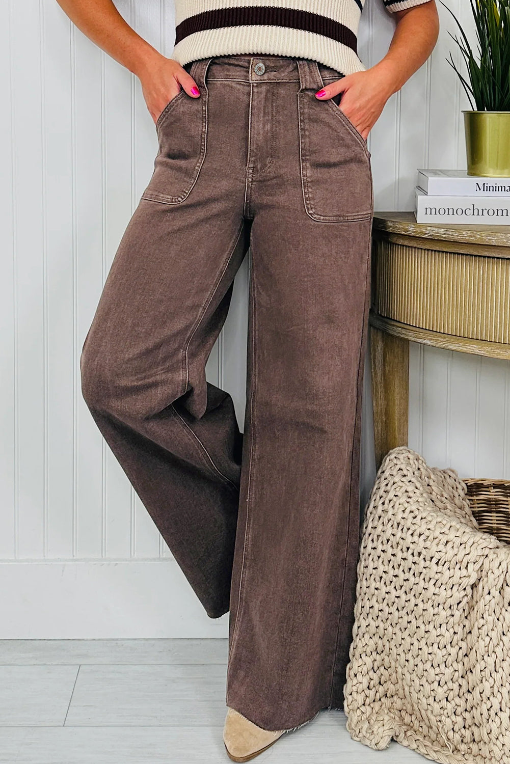 Threaded Pear Elora Washed Patch Loose Jeans
