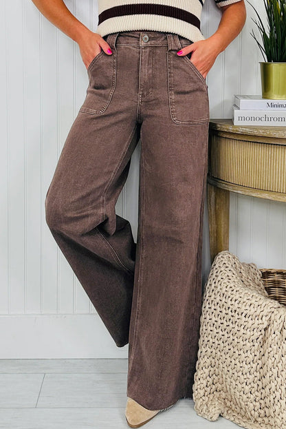 Threaded Pear Elora Washed Patch Loose Jeans