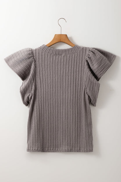 Threaded Pear Brynn Textured Flutter Sleeve Top