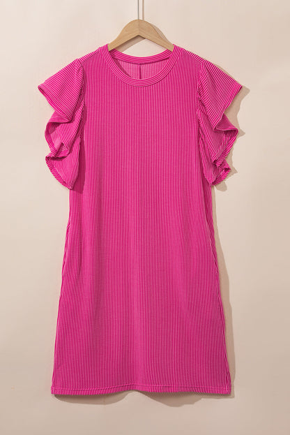Threaded Pear Jocelyn Ruffled Flutter Sleeve Dress