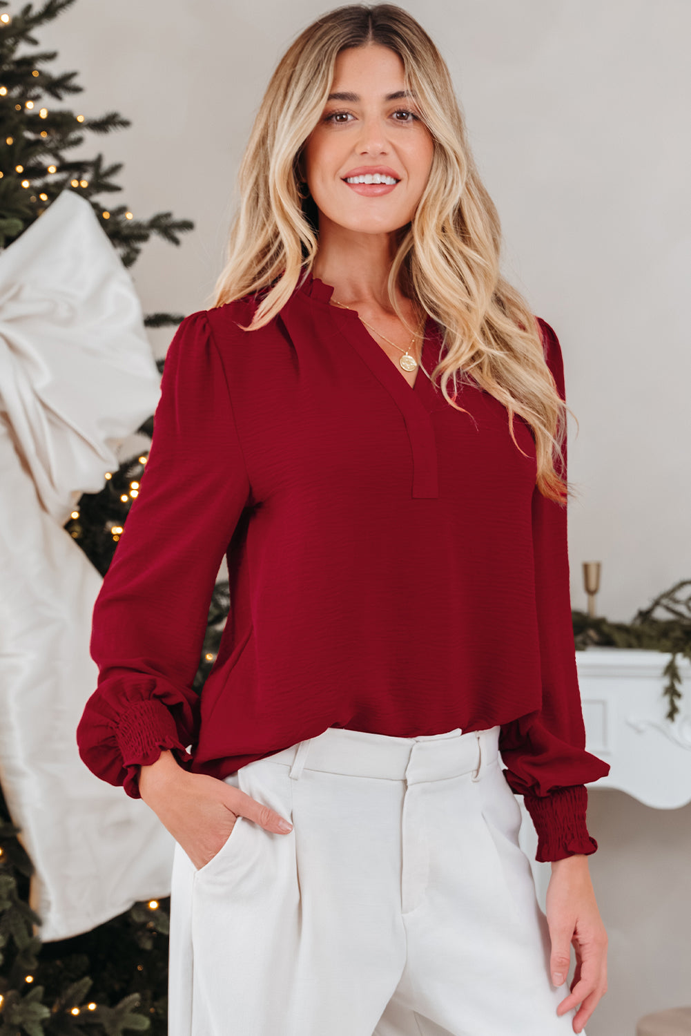 Threaded Pear Karimya Long Sleeve Blouse Long Sleeve Top