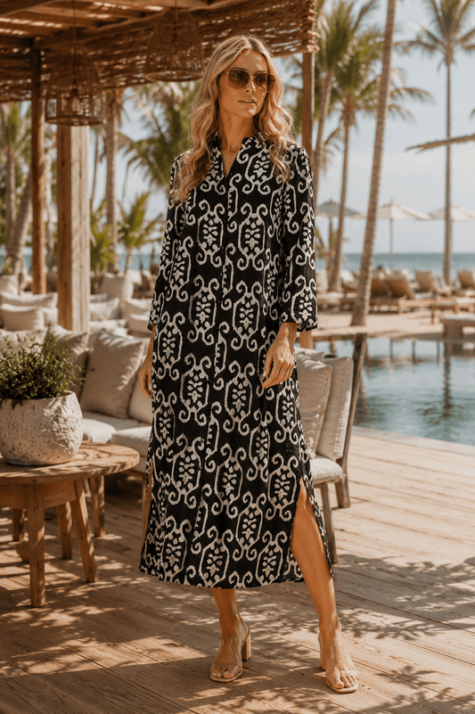 Black / White Ikat Print-