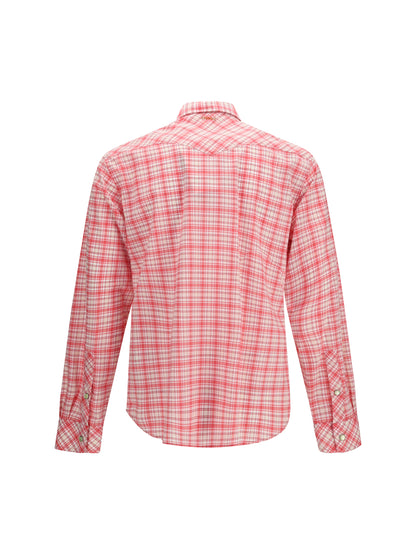 Shirt Slim Checked Cotton Poplin Red/White/Cyclamen