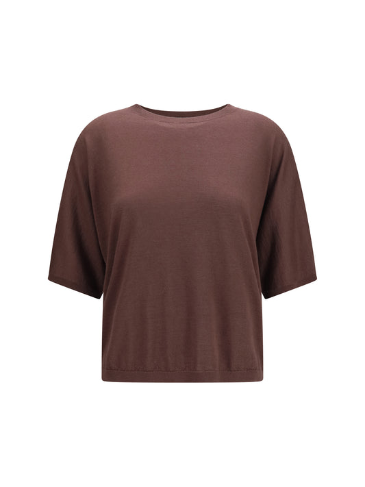 Short-Sleeve Cashmere and Silk Sweater