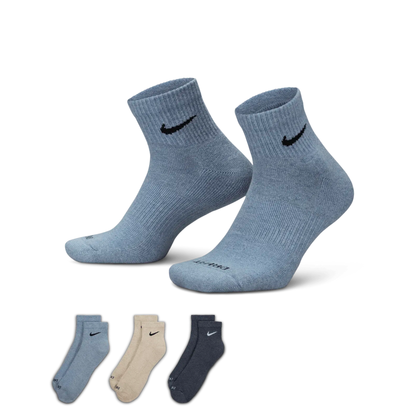 Nike Men's 3 Pack Dri-Fit Plus Quarter Socks - SX6890-901