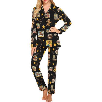 Baha Ranch Vintage Cowgirl Collage Western Pajama Set