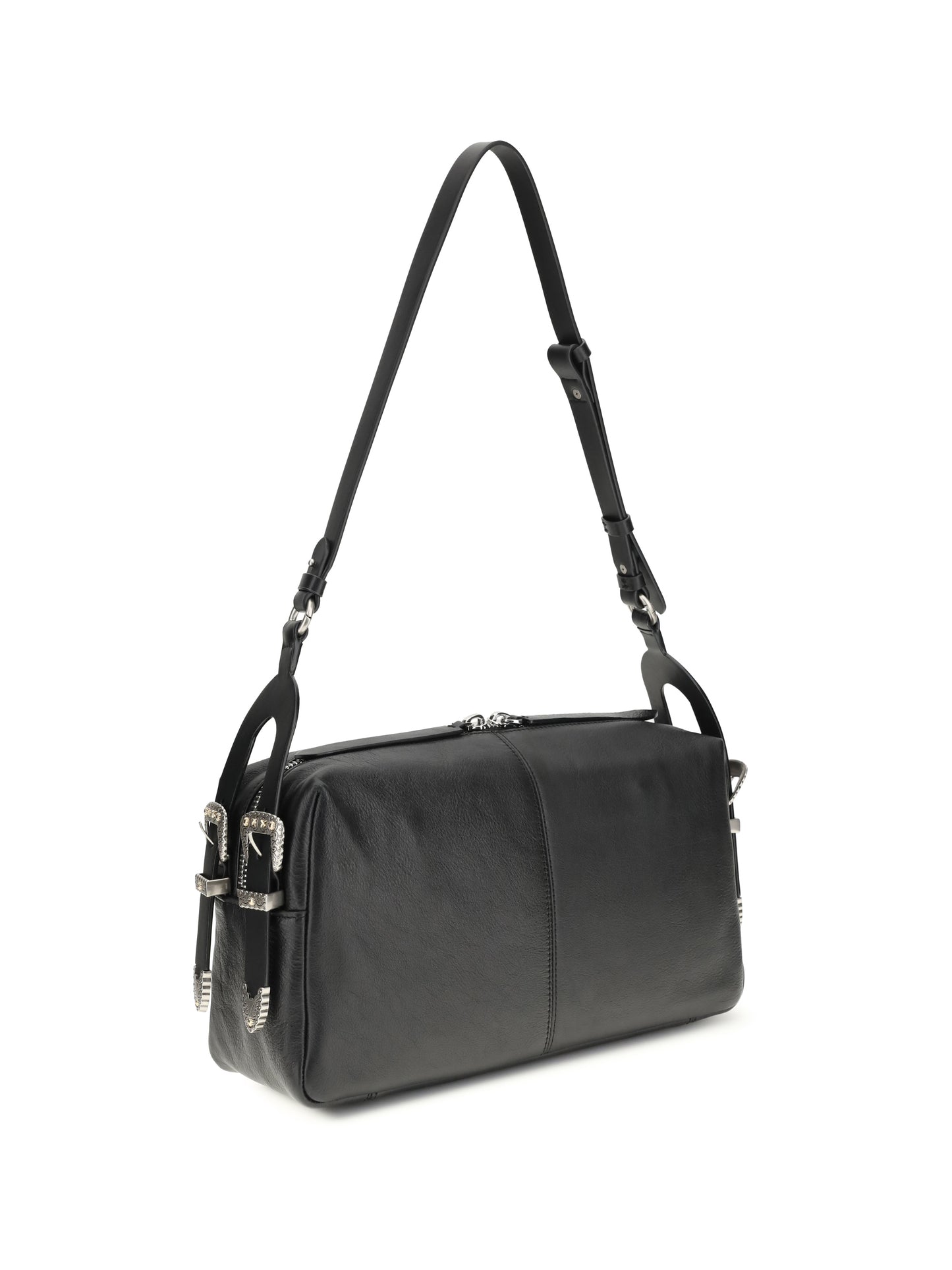 Shoulder Bag Keeper Leather Black/Old Silver