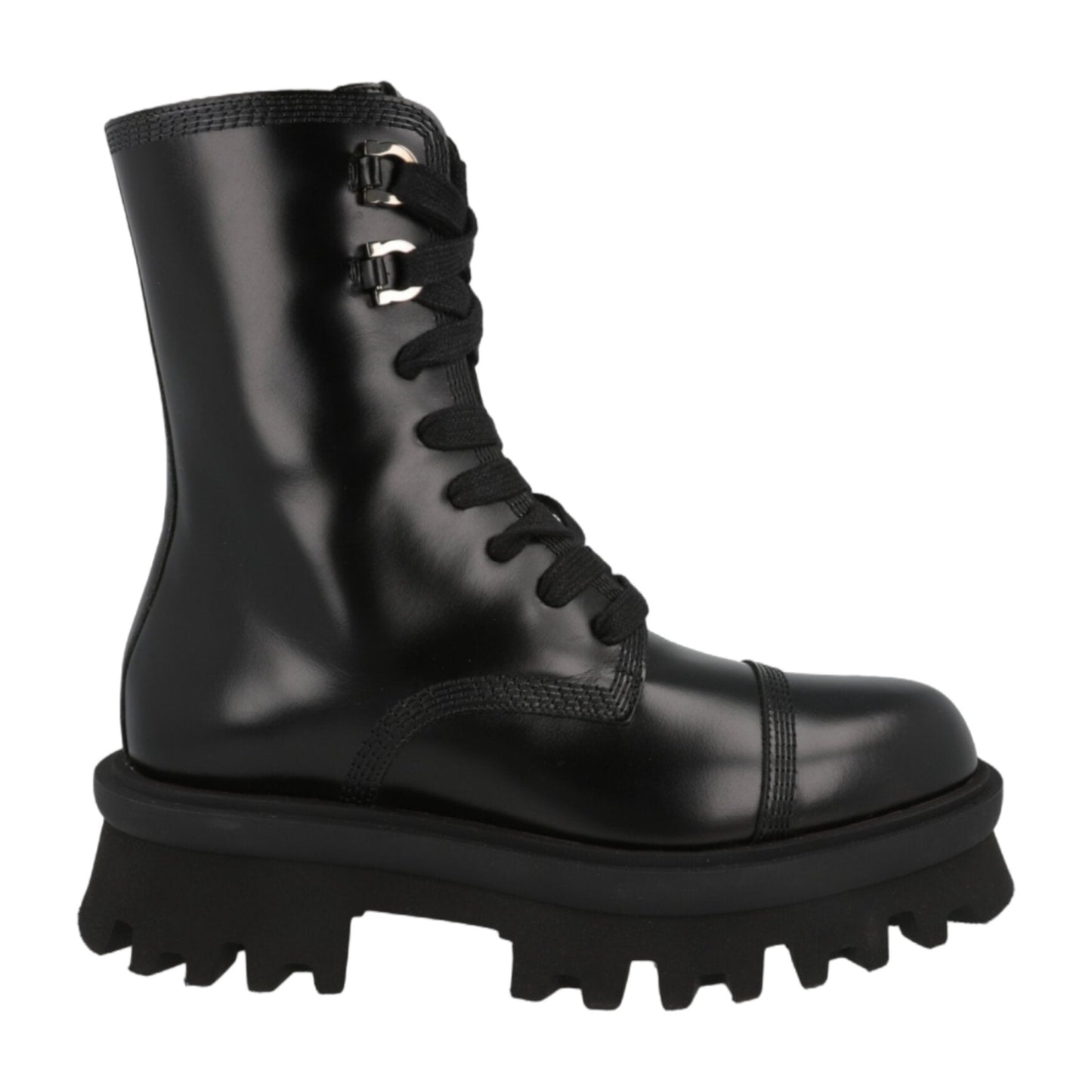 Ferragamo Kira Leather Combat Boots