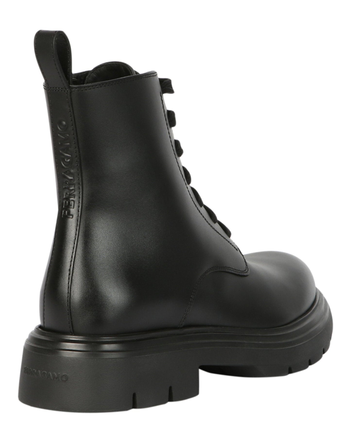 Ferragamo Dionne Leather Combat Boots