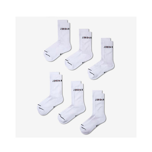 Air Jordan Men's Essential Crew Socks 6 Pack White Red Black