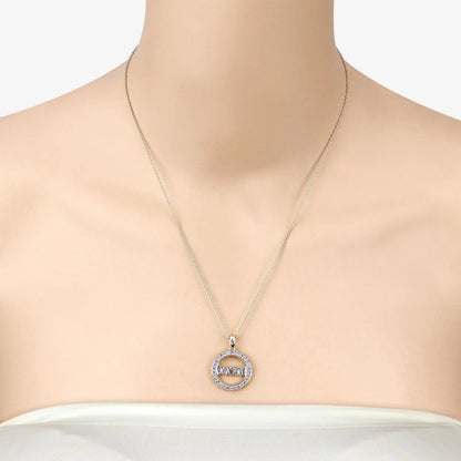 Round Violet Tanzanite Prong Gold Plated Silver Mom Circle Pendant Necklace