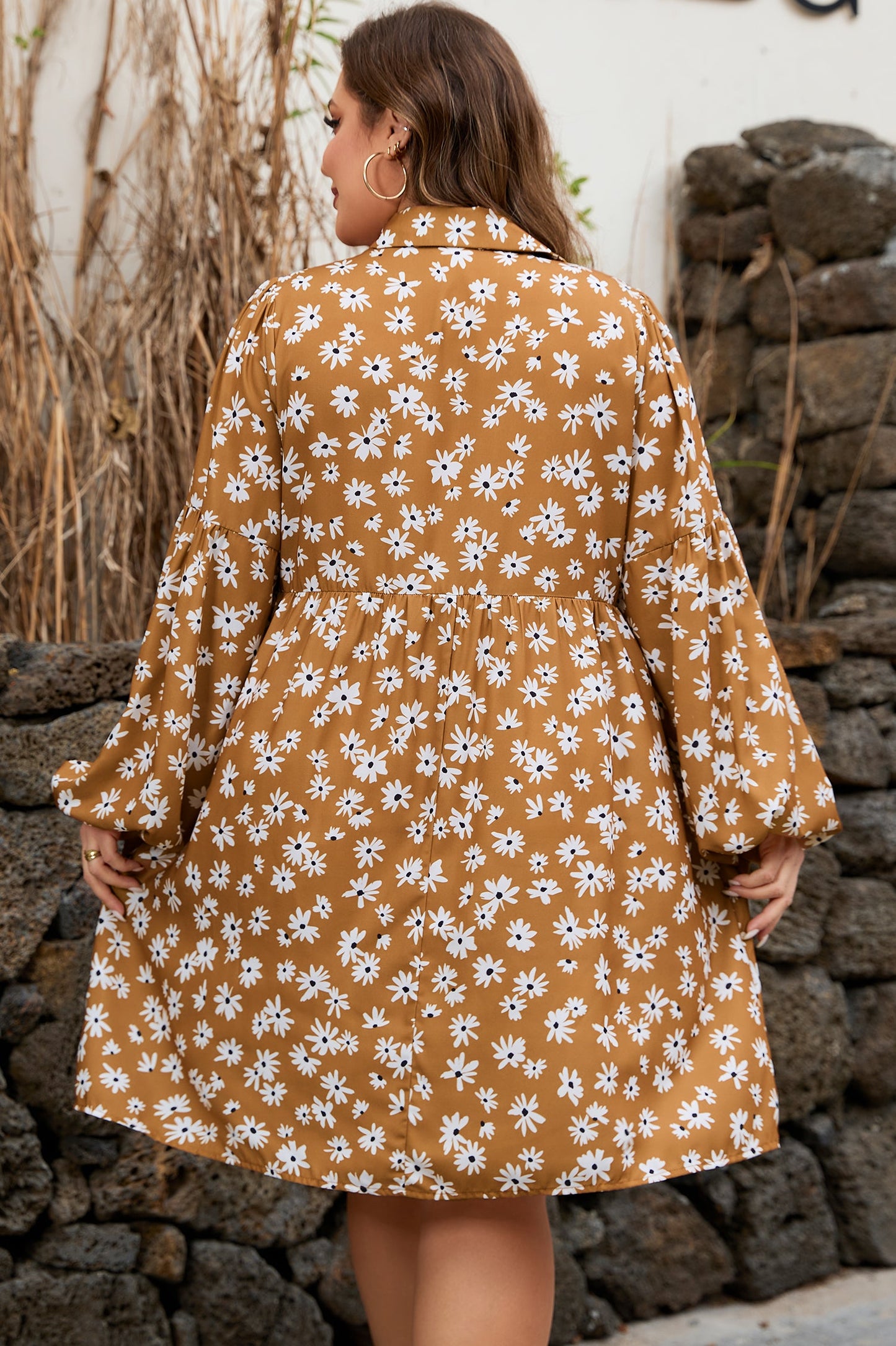 Threaded Pear Miley Print Puff Sleeve PLUS Dress