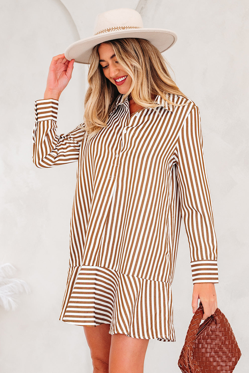 Threaded Pear Yamileth Shirt Mini Dress Long Sleeve Top