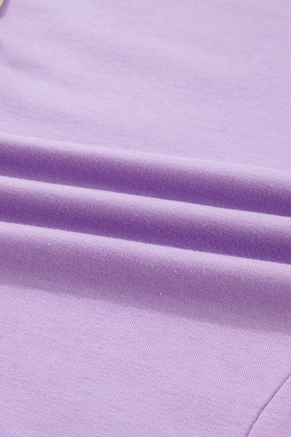 Threaded Pear Purple Stripe Patchwork Buttoned Drop Shoulder Plus Size Pullover