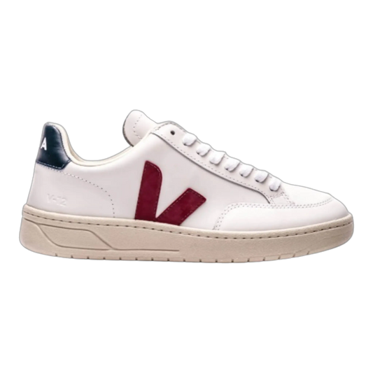 Veja V-12 Women White Marsala Leather Sneakers