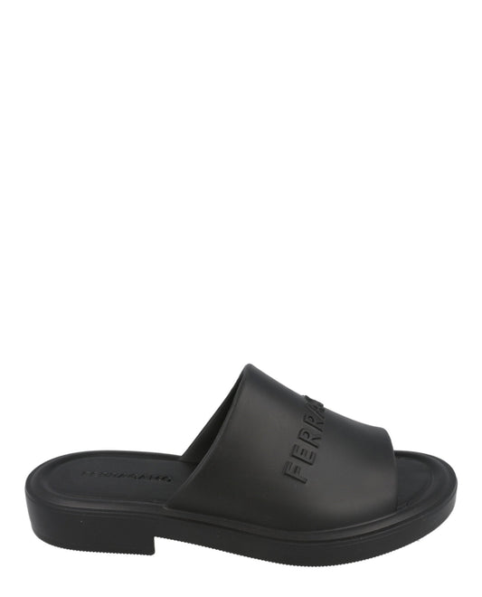 Ferragamo Giuneva Logo Embossed Slides