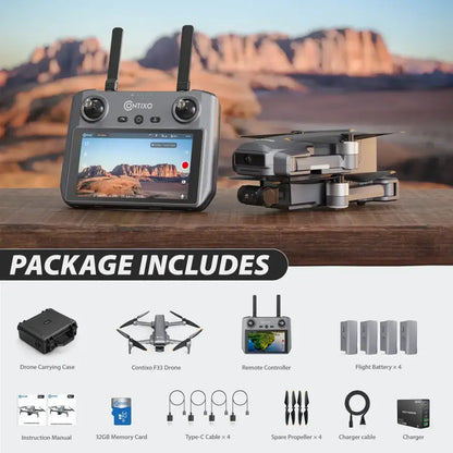 Contixo F33 Vortex | Travel Bundle - Professional 4K UHD GPS Drone - 42 Min Flight X 4, Brushless Motors, Advanced Smart Modes