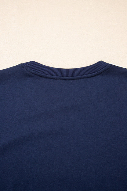 Threaded Pear Hana Striped Detail Crewneck Pullover