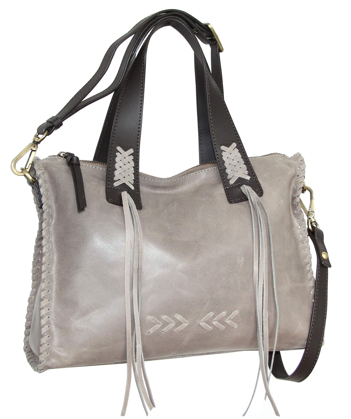 Nino Bossi Candace Convertible Leather Satchel - Stone