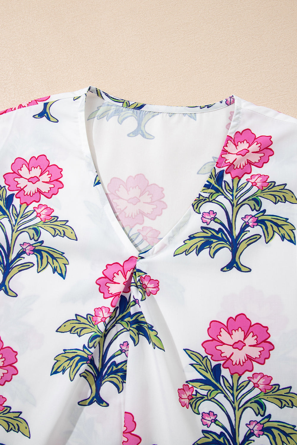 Threaded Pear Mae Knot Bubble Sleeve Blouse